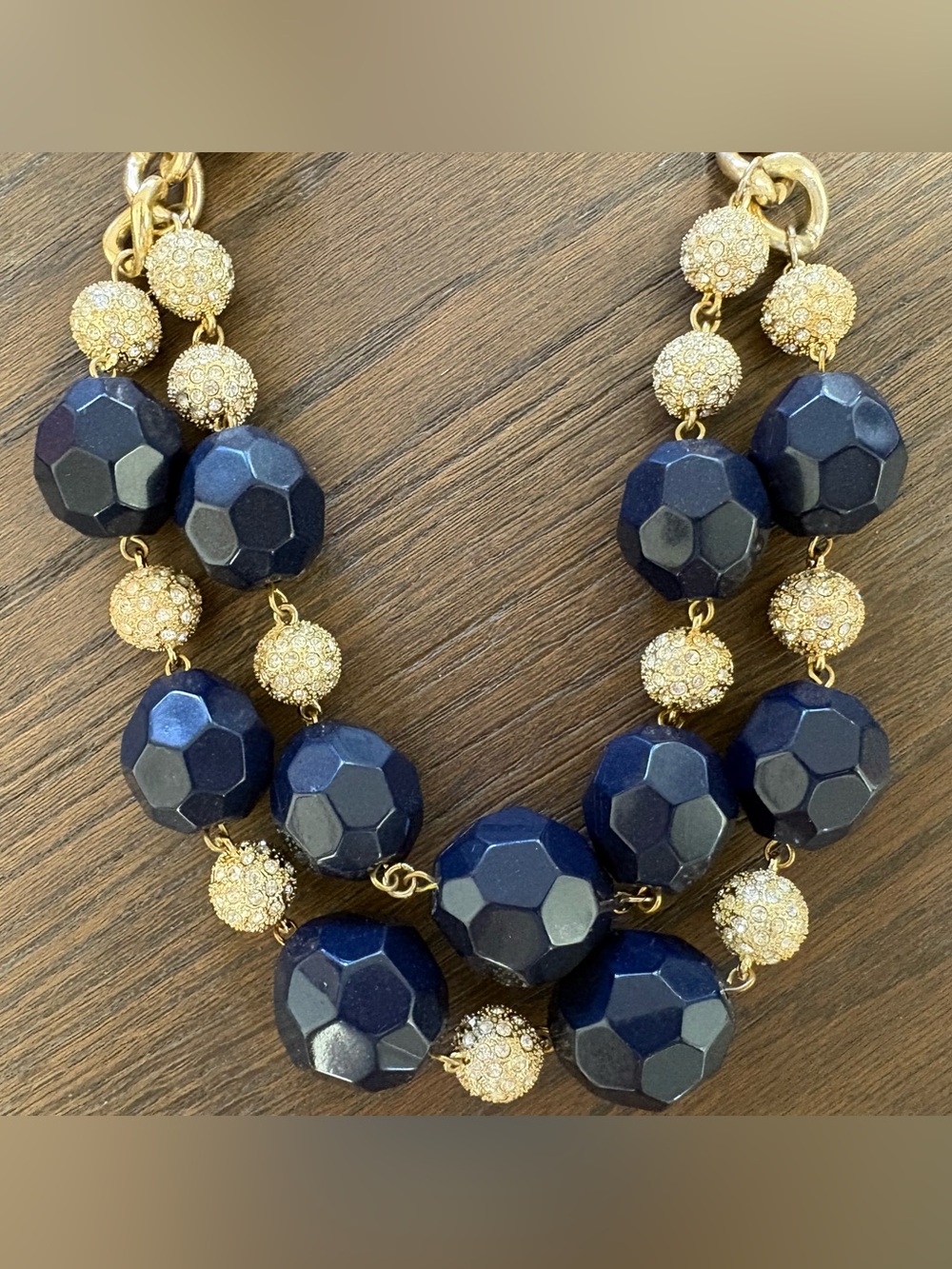 Lilly Pulitzer On the Rocks navy and rhinestone bead necklace